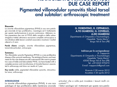 Sinovite villonodulare pigmentosa tibiotarsica e sottoastragalica: trattamento artroscopico